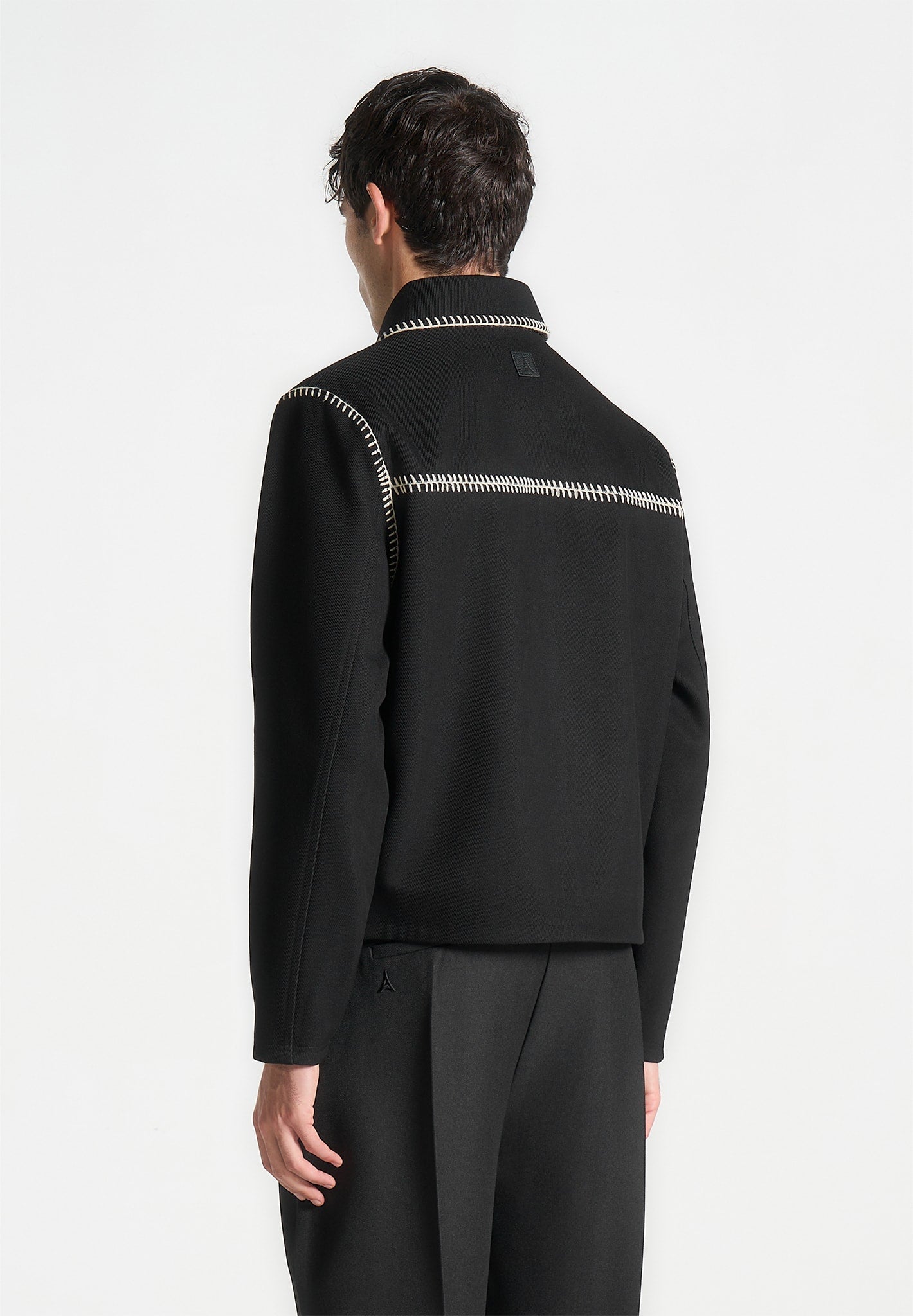 Kastige Jacke aus Whipstitch-Twill - Schwarz