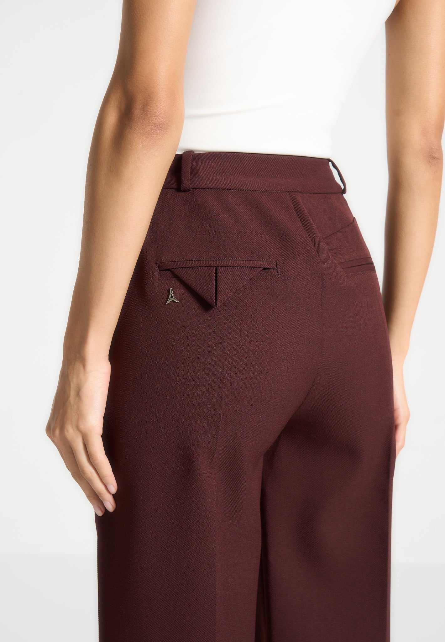 Maßgeschneiderte Hose mit Doppelfalten - Weinrot