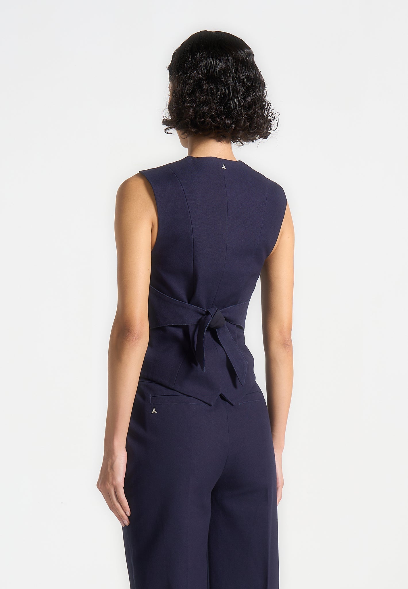 Gabardine-Weste mit Cinch-Muster - Indigo