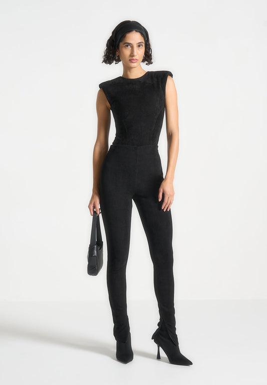 Wildleder-Leggings - Schwarz