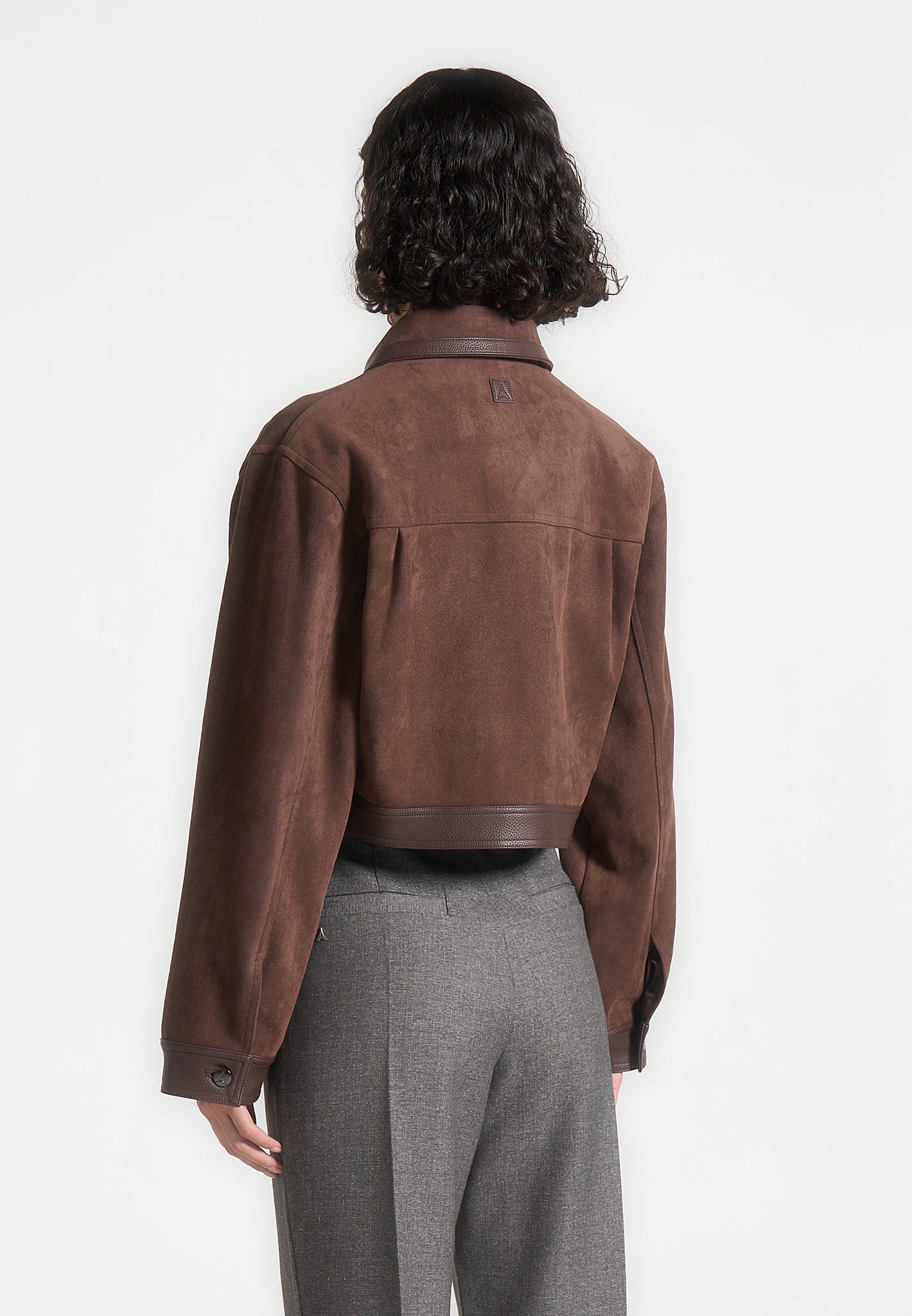 Jacke aus Wildleder und gekrispeltem Leder - Braun
