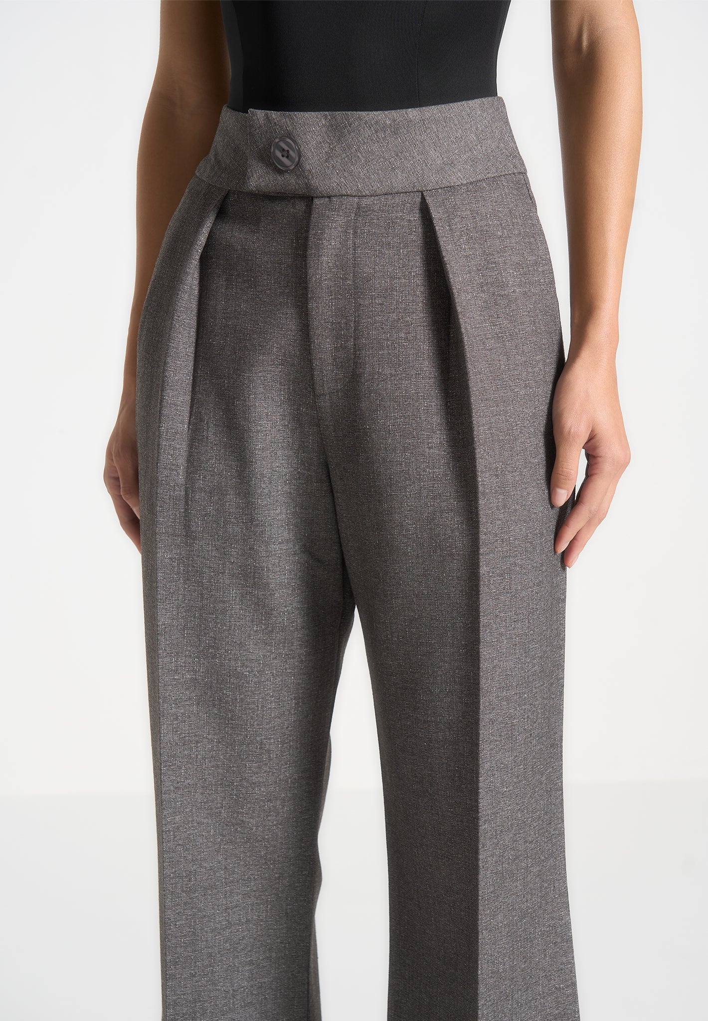 Maßgeschneiderte Hose mit hoher Taille – Grau meliert