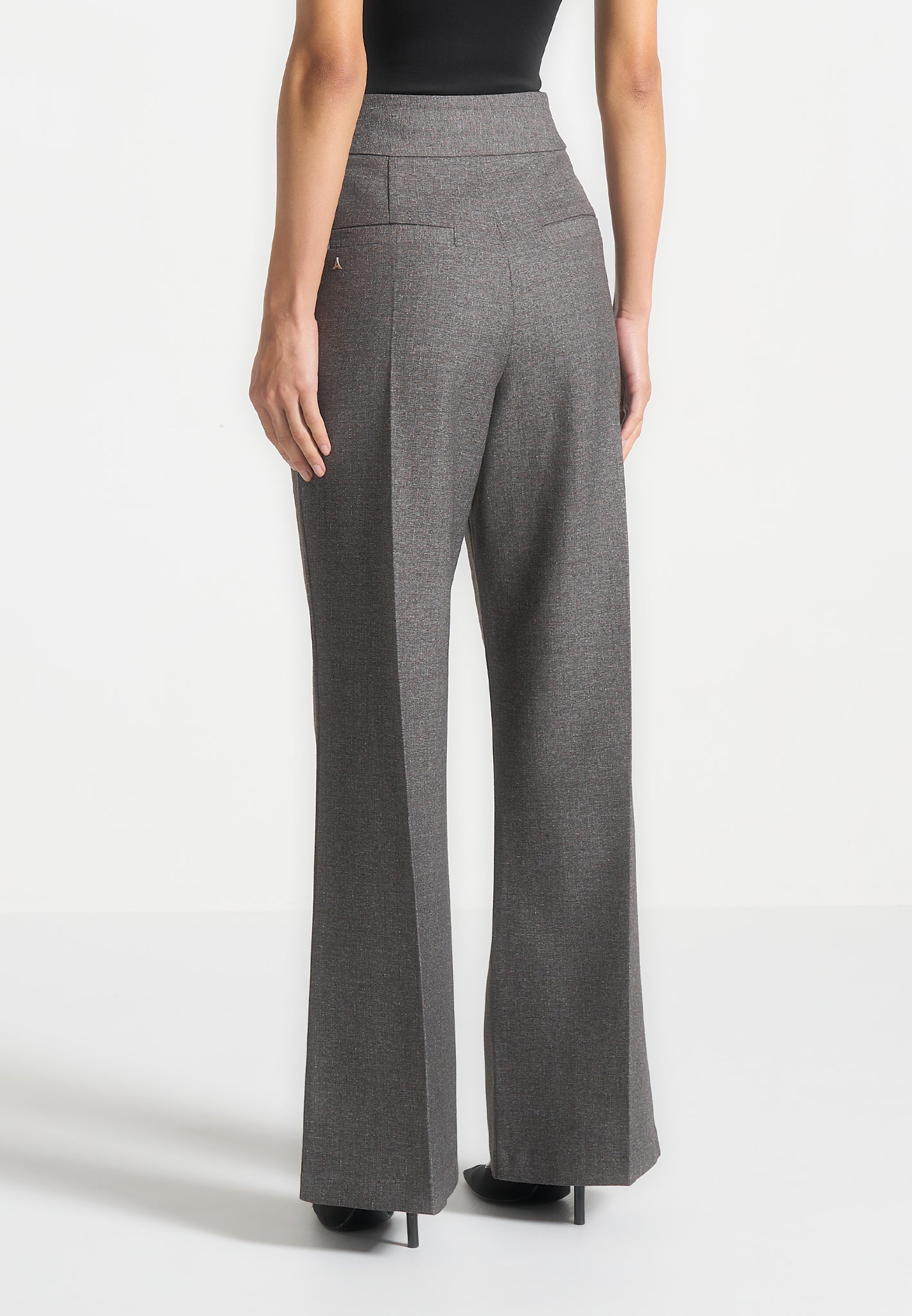 Maßgeschneiderte Hose mit hoher Taille – Grau meliert