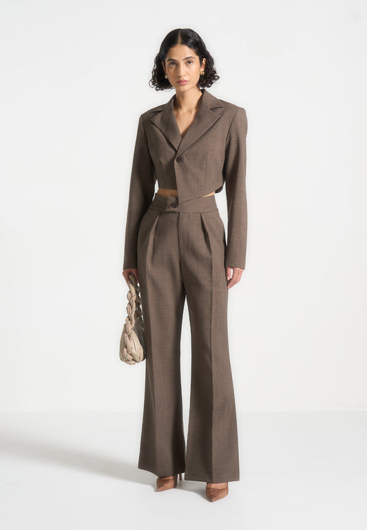 Maßgeschneiderte Hose mit hoher Taille - Dunkeltaupe