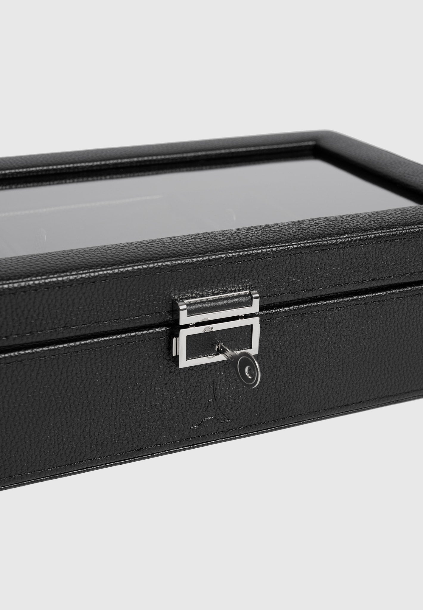 Uhren- und Schmuckschatulle aus Leder - Schwarz 