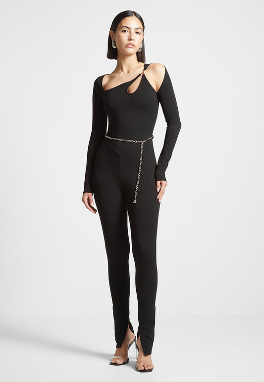 Jumpsuit mit Eiffel-Kettendetail - Schwarz