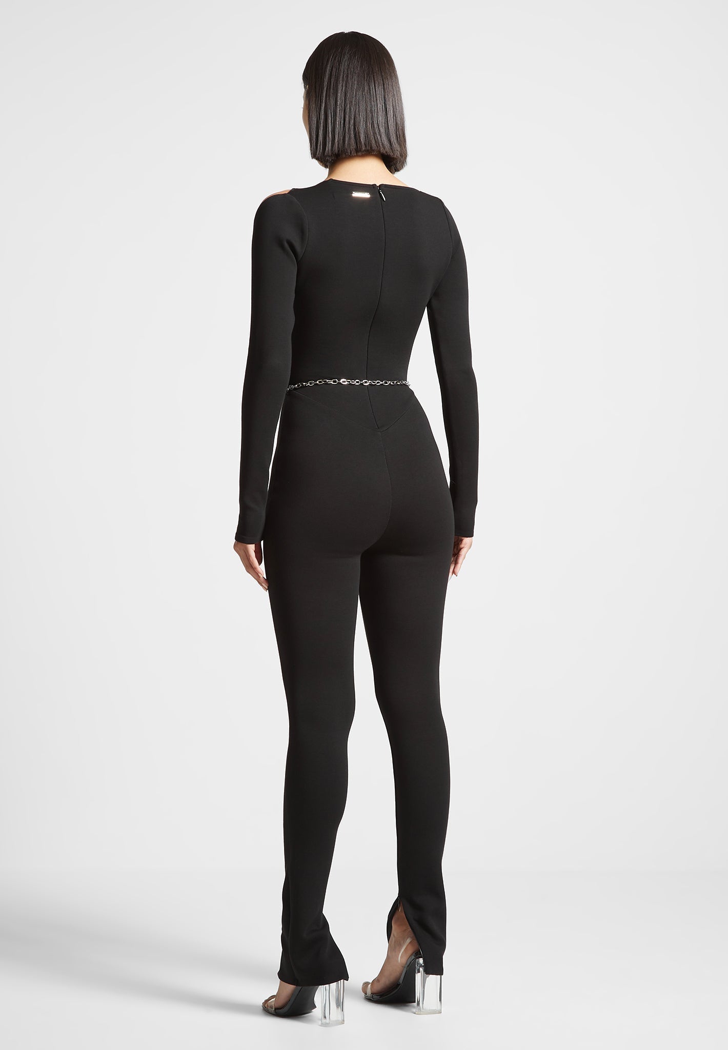 Jumpsuit mit Eiffel-Kettendetail - Schwarz