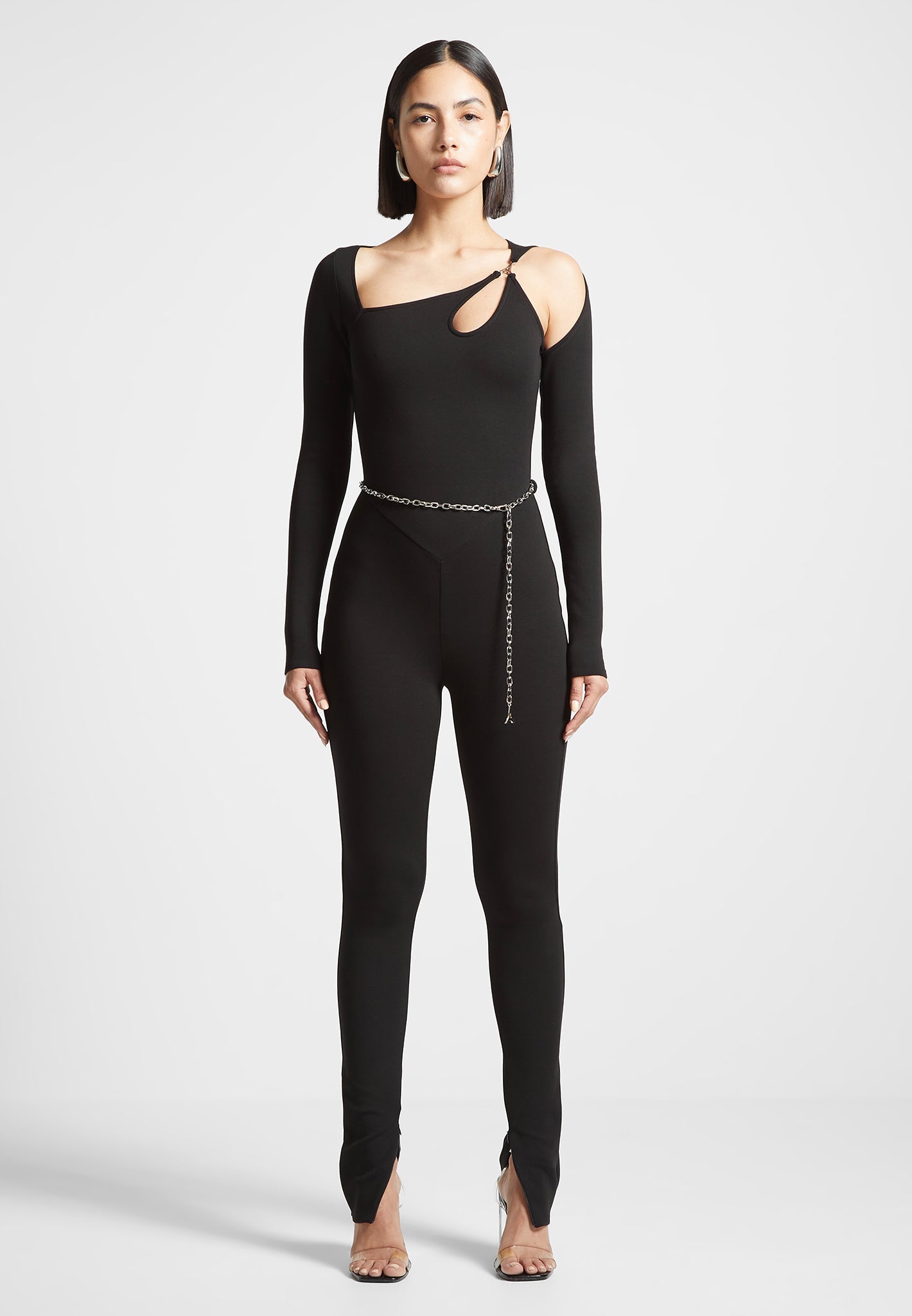 Jumpsuit mit Eiffel-Kettendetail - Schwarz