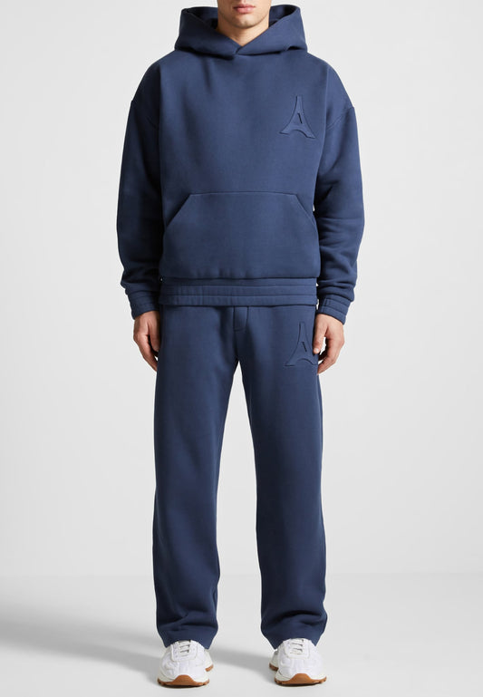 Kapuzenpullover mit Éternel-Eiffel-Prägung – Airforce-Blau 