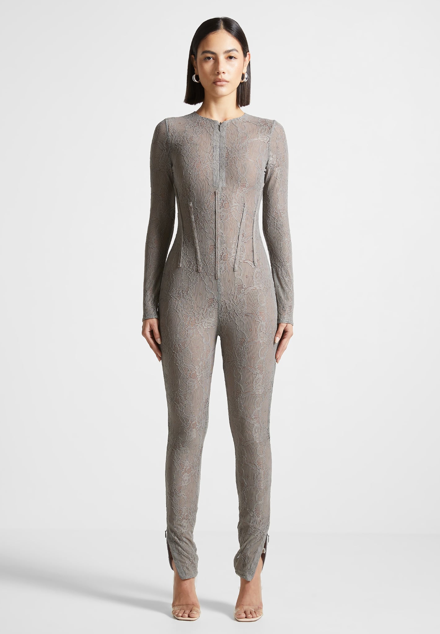 Spitzen-Jumpsuit - Grau 
