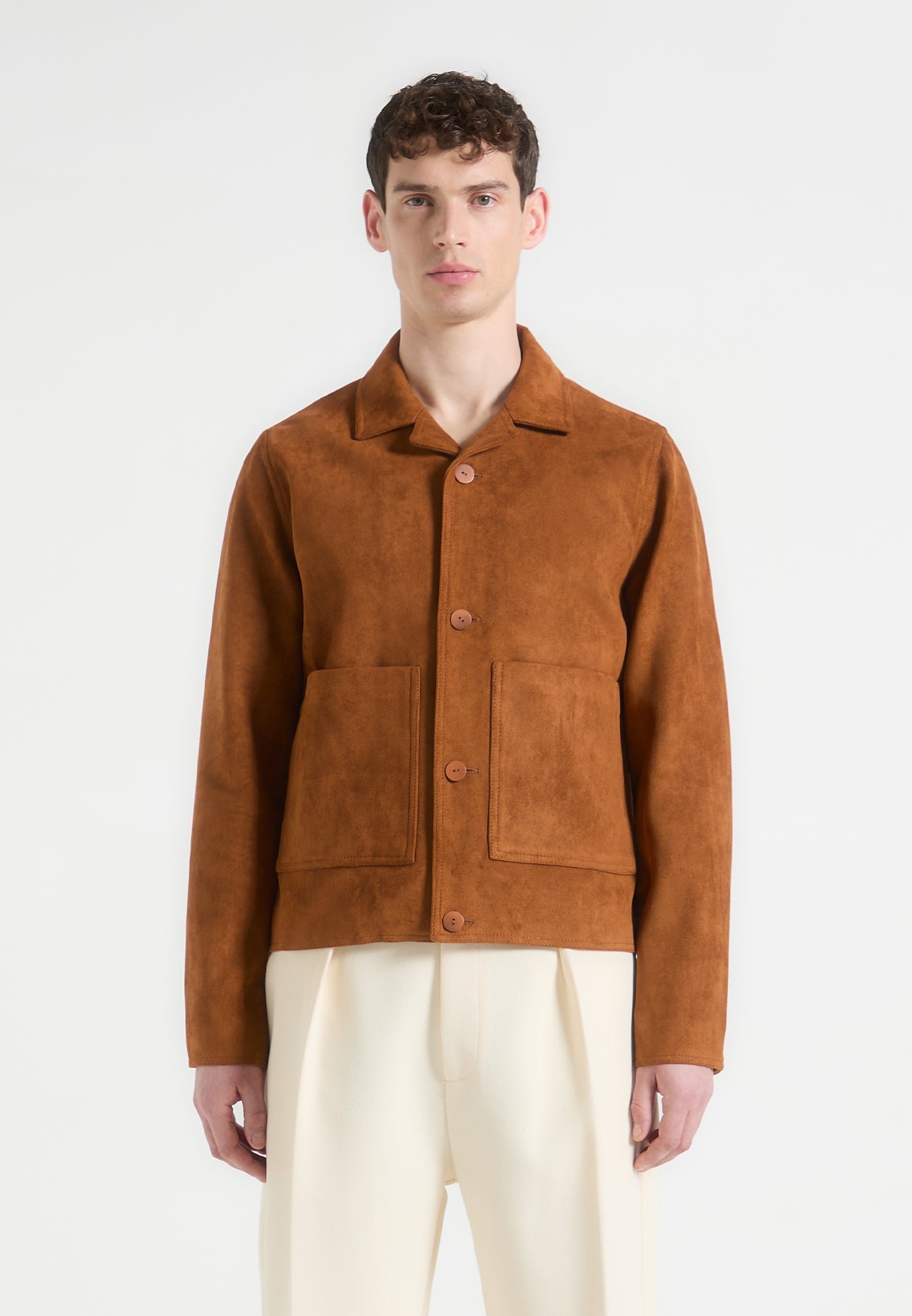 Wildlederjacke mit Reverskragen - Rehbraun 