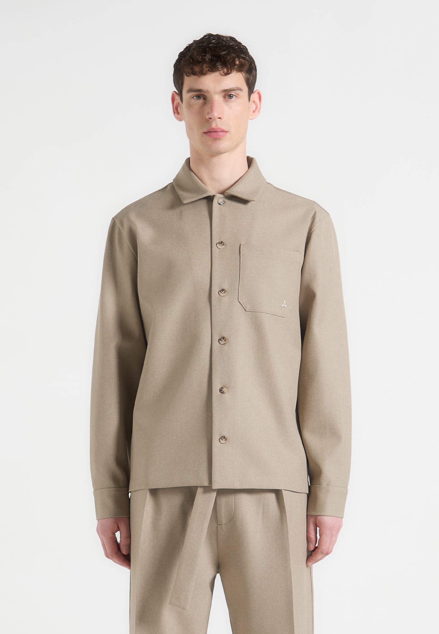 Maßgeschneidertes Überhemd - Beige 