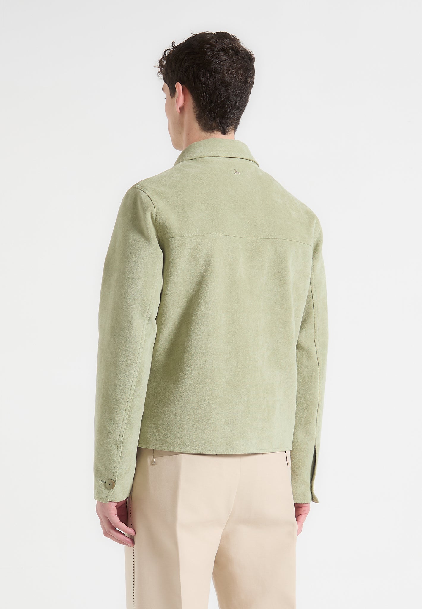 Wildlederjacke mit Reverskragen - Salbeigrün 