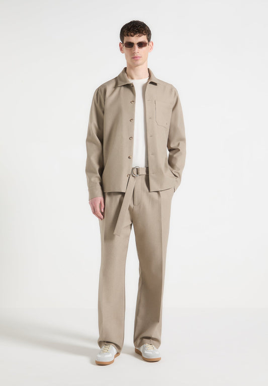 Maßgeschneidertes Überhemd - Beige 