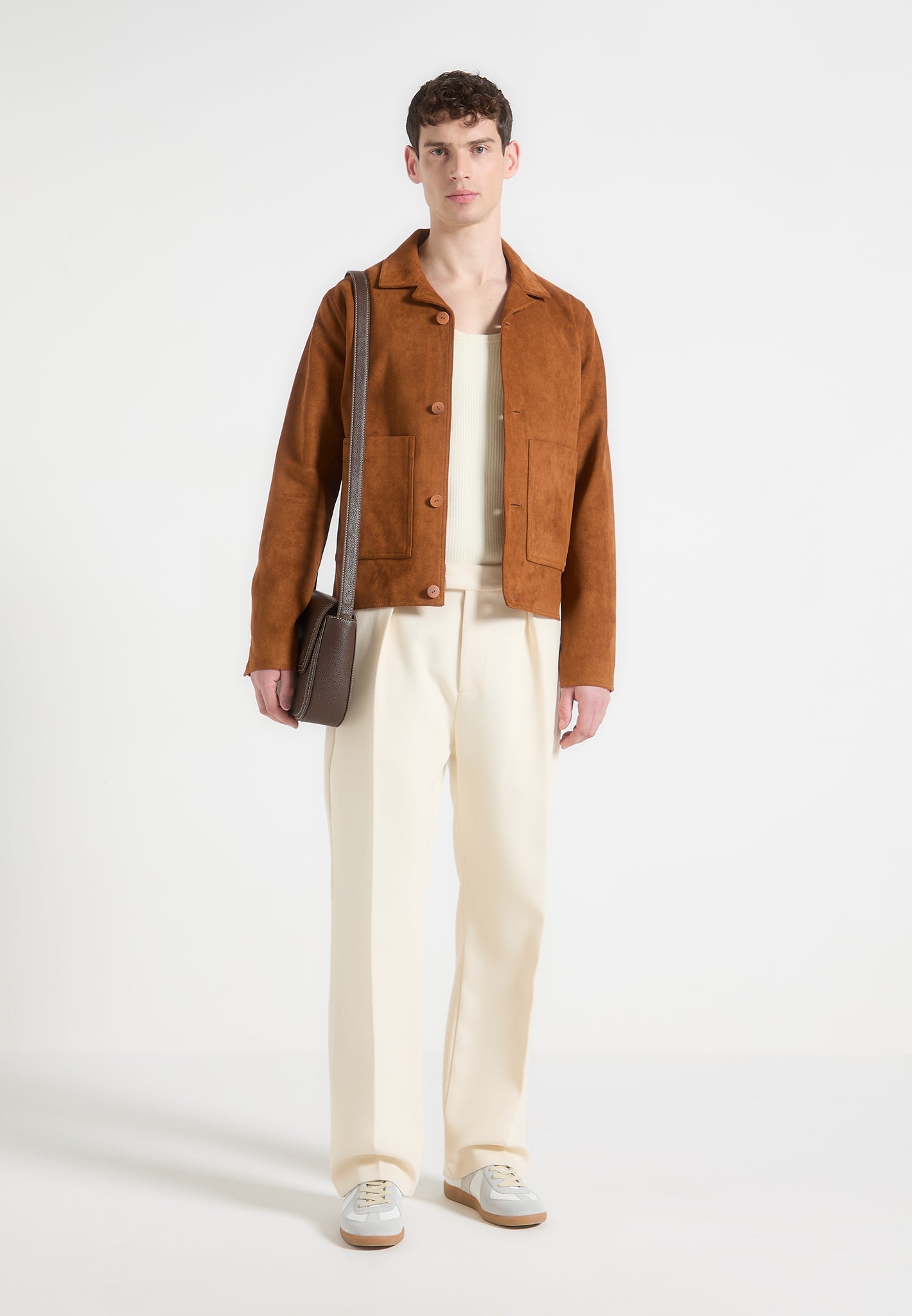Wildlederjacke mit Reverskragen - Rehbraun 