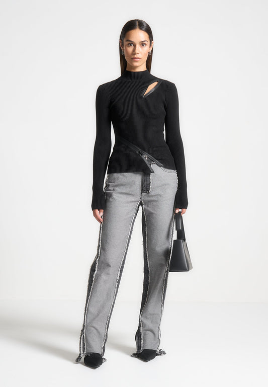 Distressed Mom Jeans – Verwaschenes Schwarz