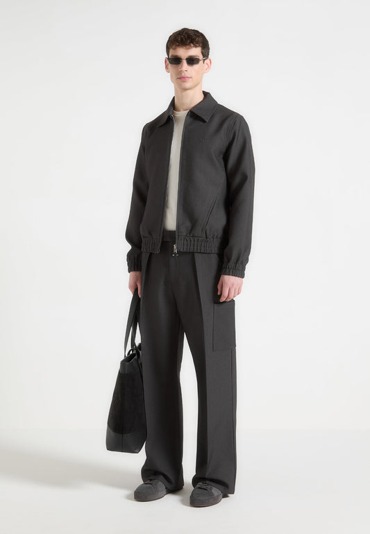 Weite Bundfaltenhose mit Taschen - Grau 