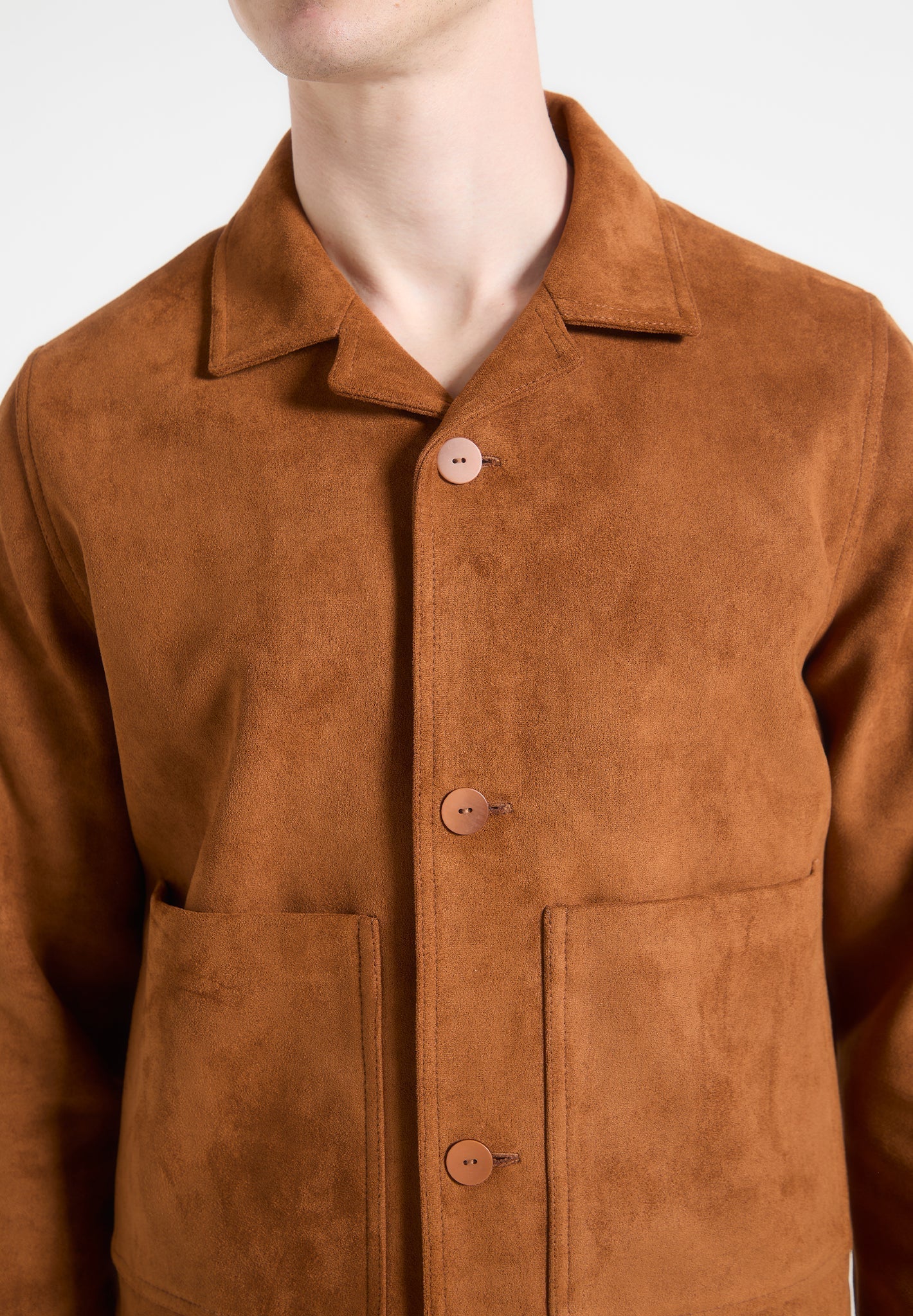Wildlederjacke mit Reverskragen - Rehbraun 