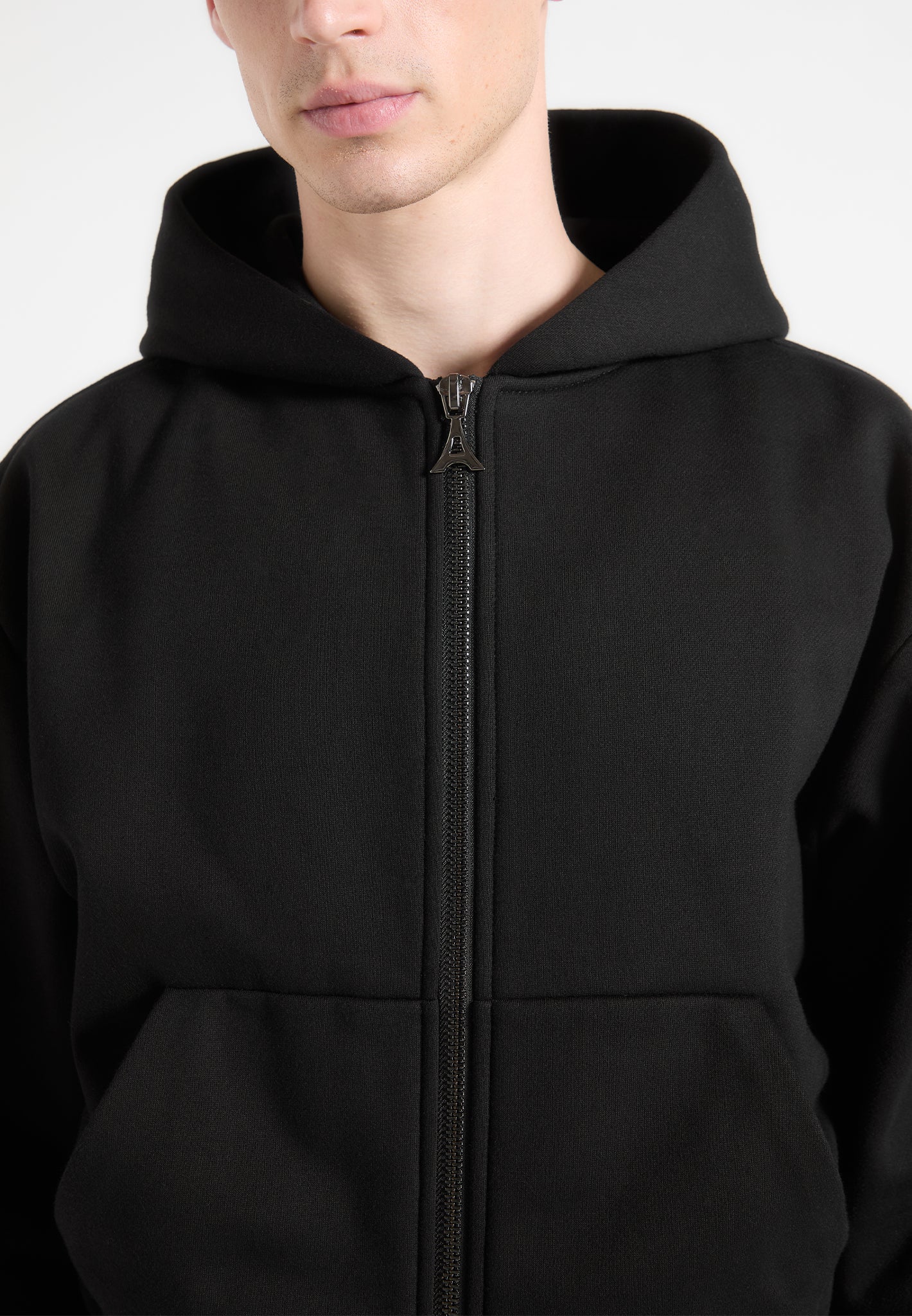 Éternel Kurzer Kapuzenpullover mit Reißverschluss - Schwarz 