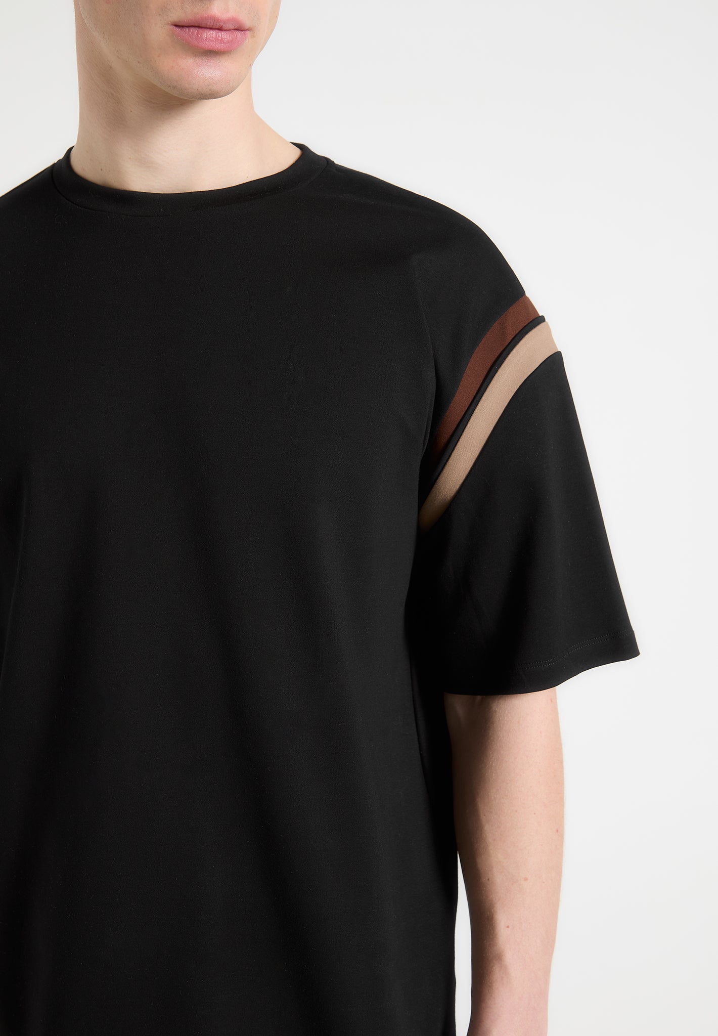 Varsity T-Shirt - Schwarz/Taupe 