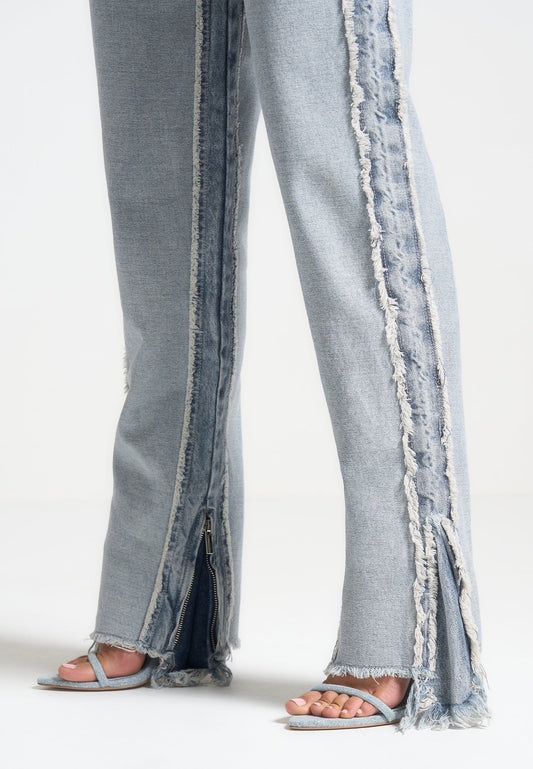 Distressed Mom Jeans - Mittelblau