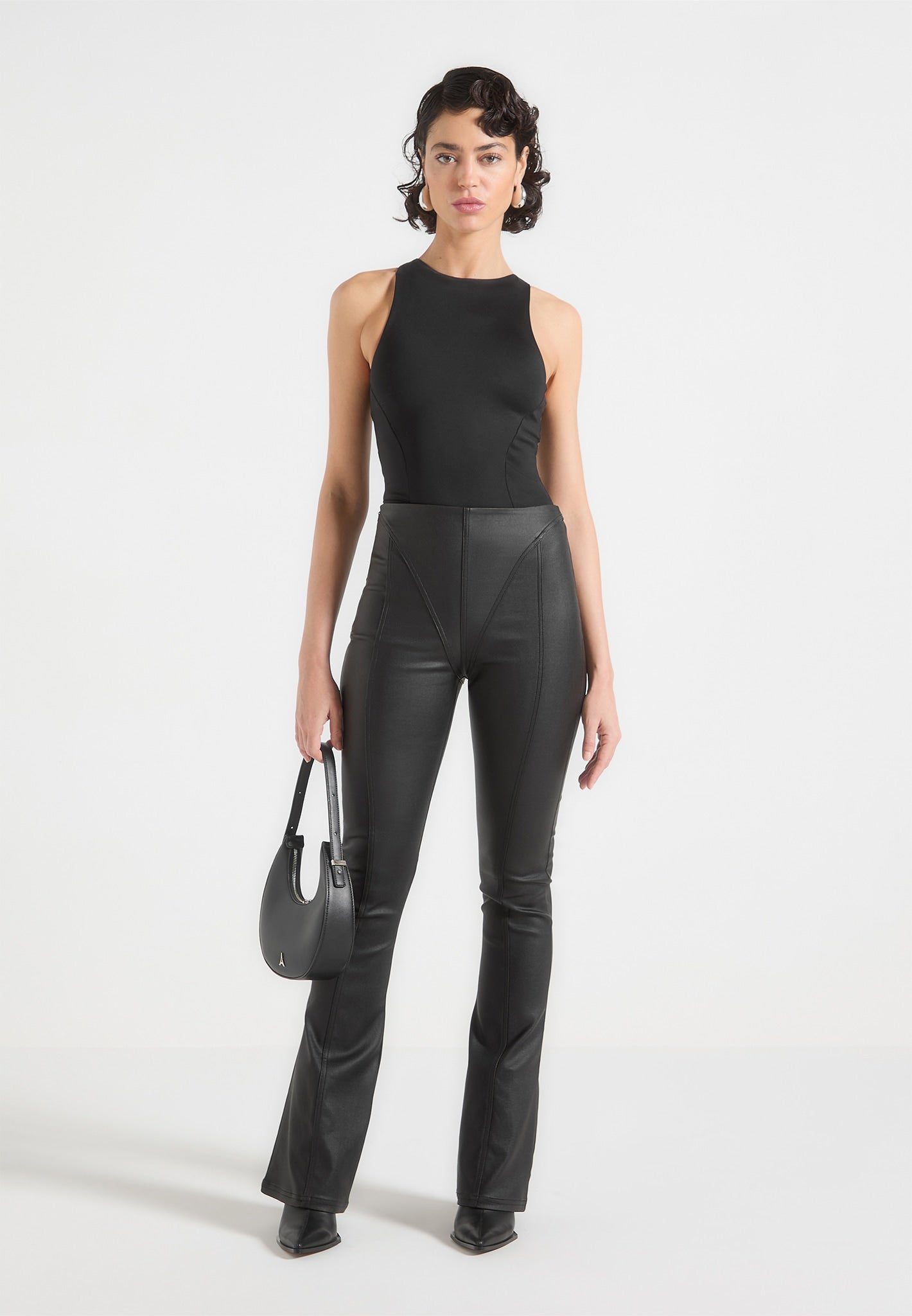 Fit-and-Flare-Leggings mit Wachseffekt - Schwarz 