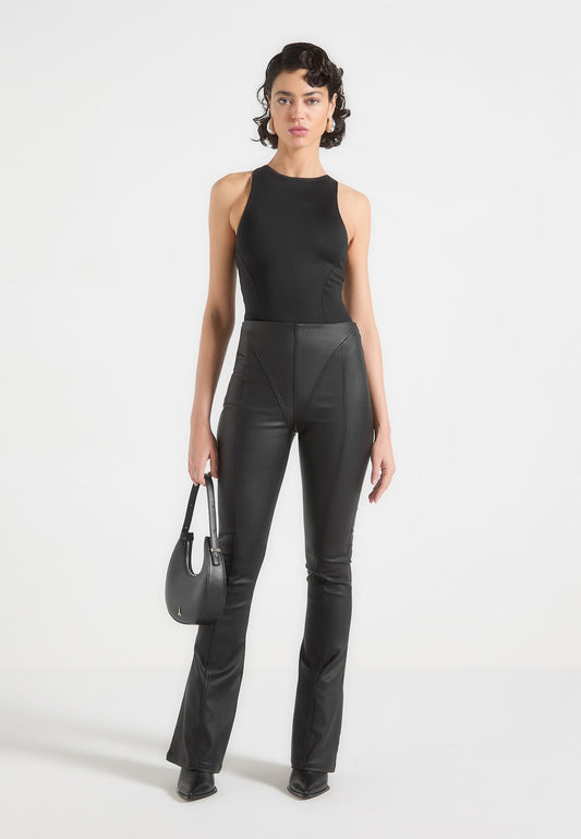 Fit-and-Flare-Leggings mit Wachseffekt - Schwarz 