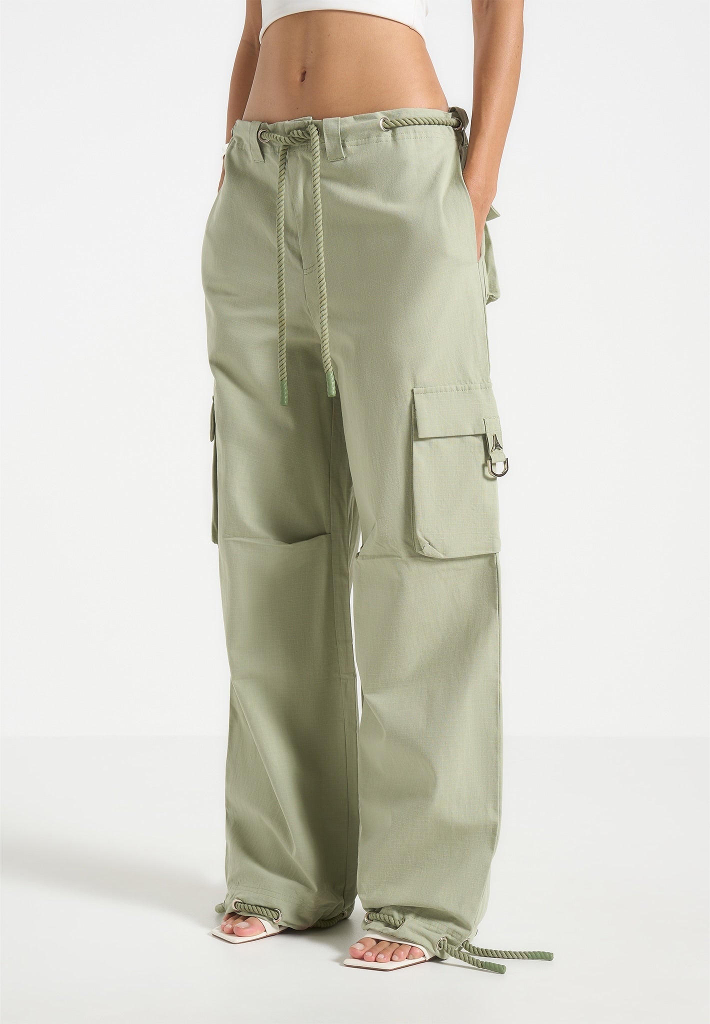 Ripstop Parachute Cargohose - Salbeigrün