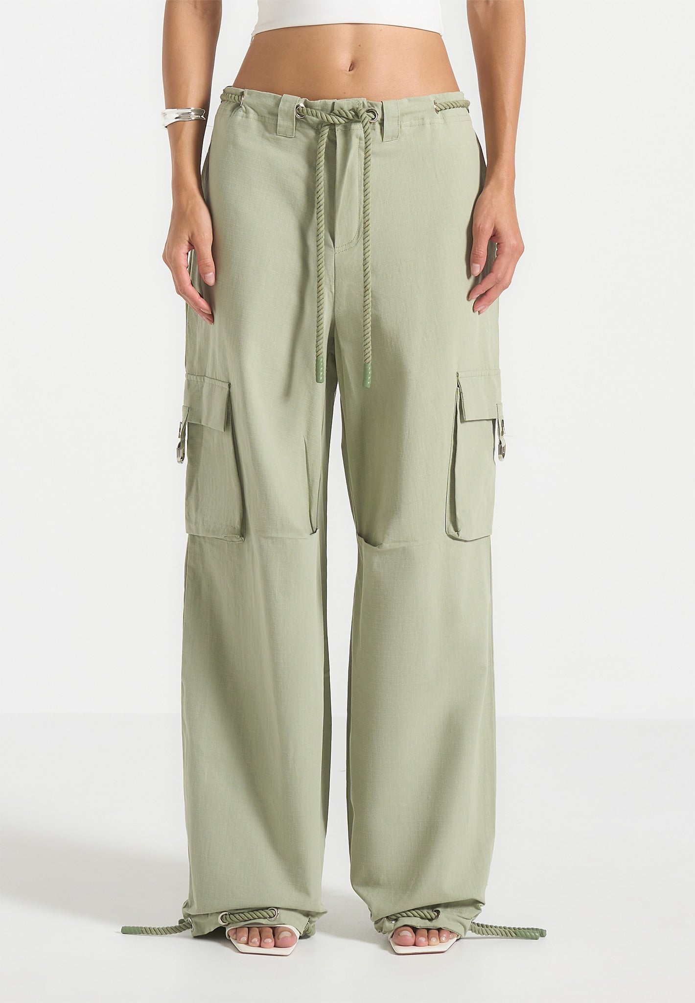 Ripstop Parachute Cargohose - Salbeigrün
