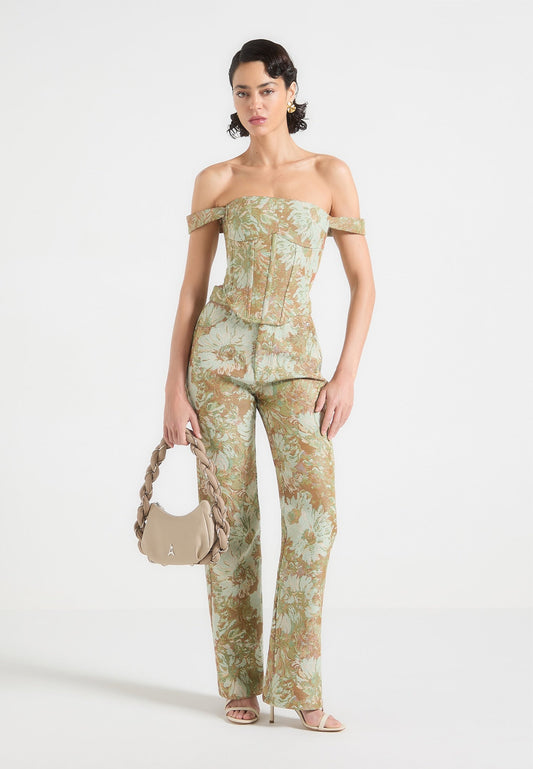 Jacquard-Boyfriendjeans - Salbeigrün 