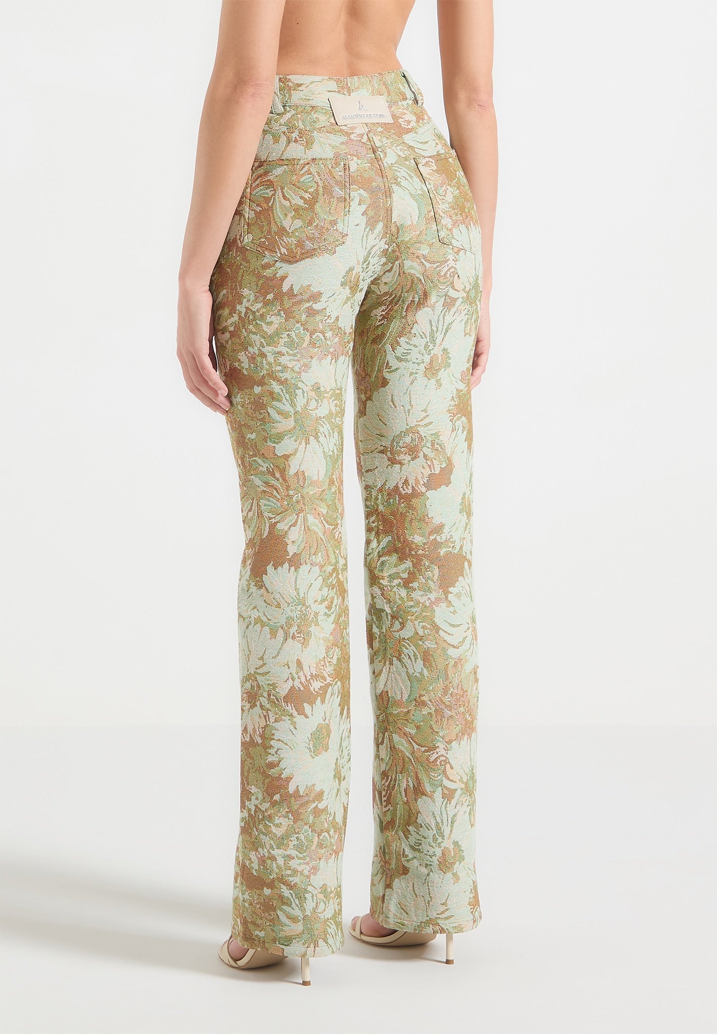 Jacquard-Boyfriendjeans - Salbeigrün 