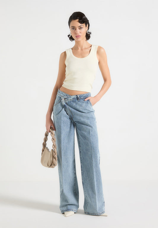 Wickel-Baggy-Jeans - Mittelblau 