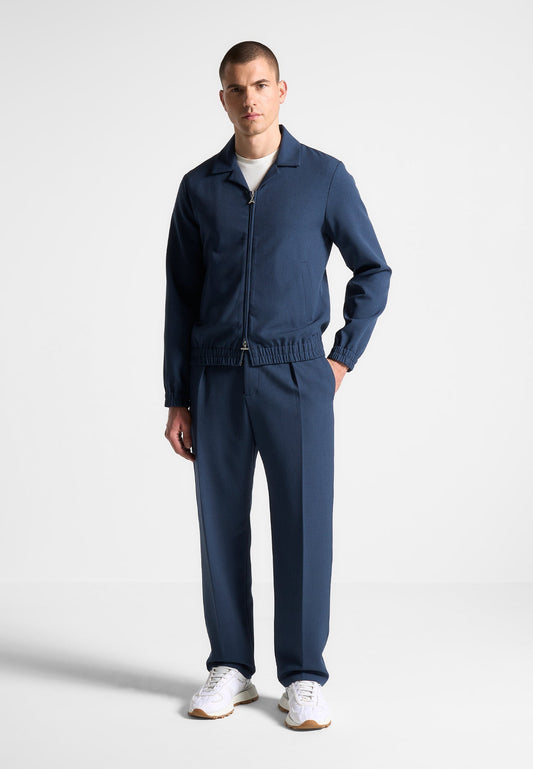 Relaxed Fit Hose mit Plisseefalten - Blau