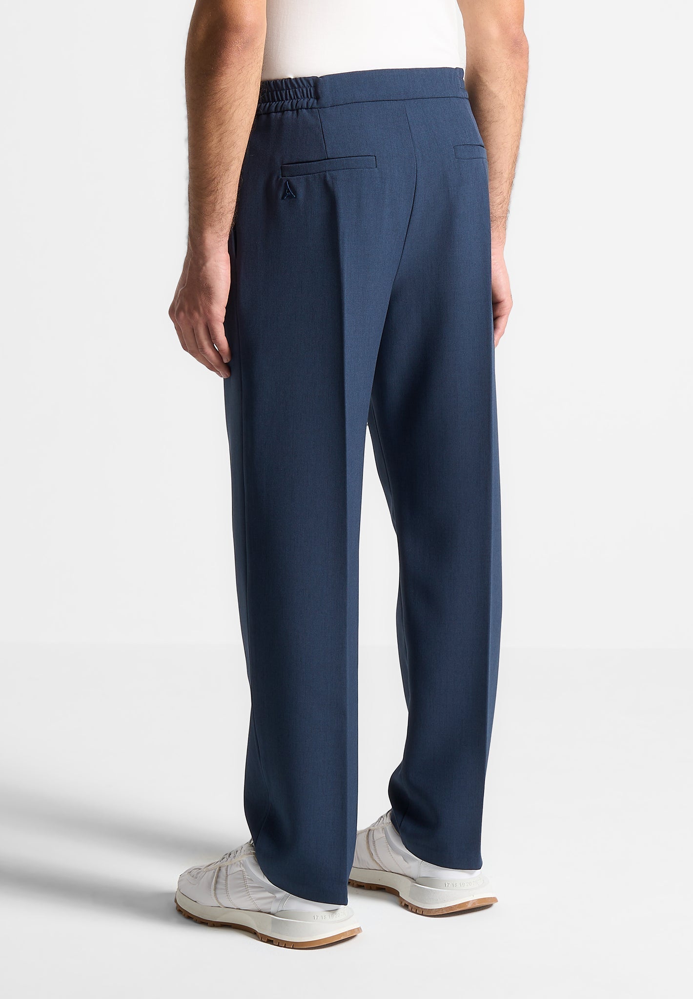 Relaxed Fit Hose mit Plisseefalten - Blau