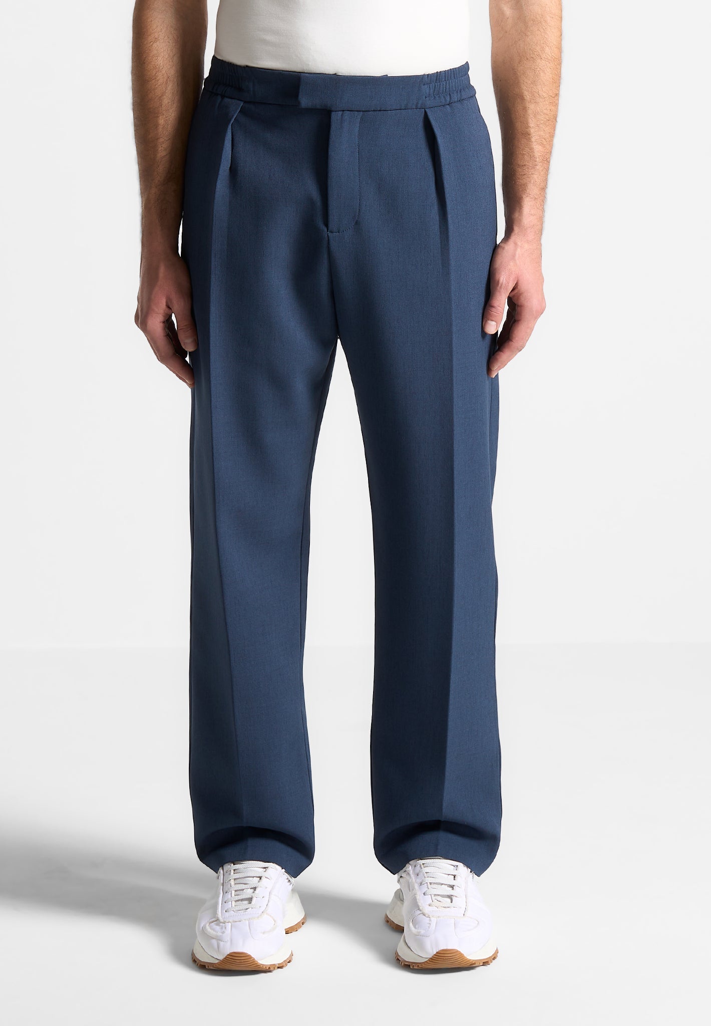 Relaxed Fit Hose mit Plisseefalten - Blau