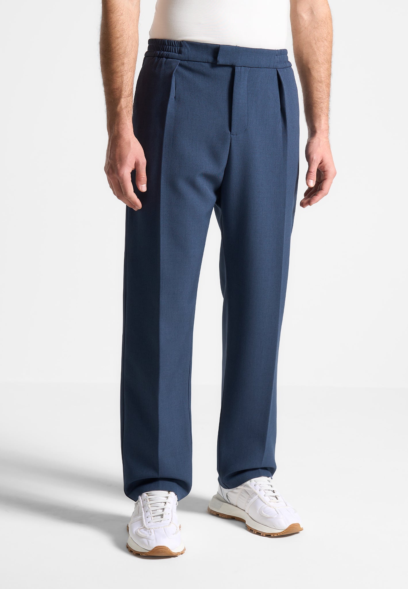 Relaxed Fit Hose mit Plisseefalten - Blau