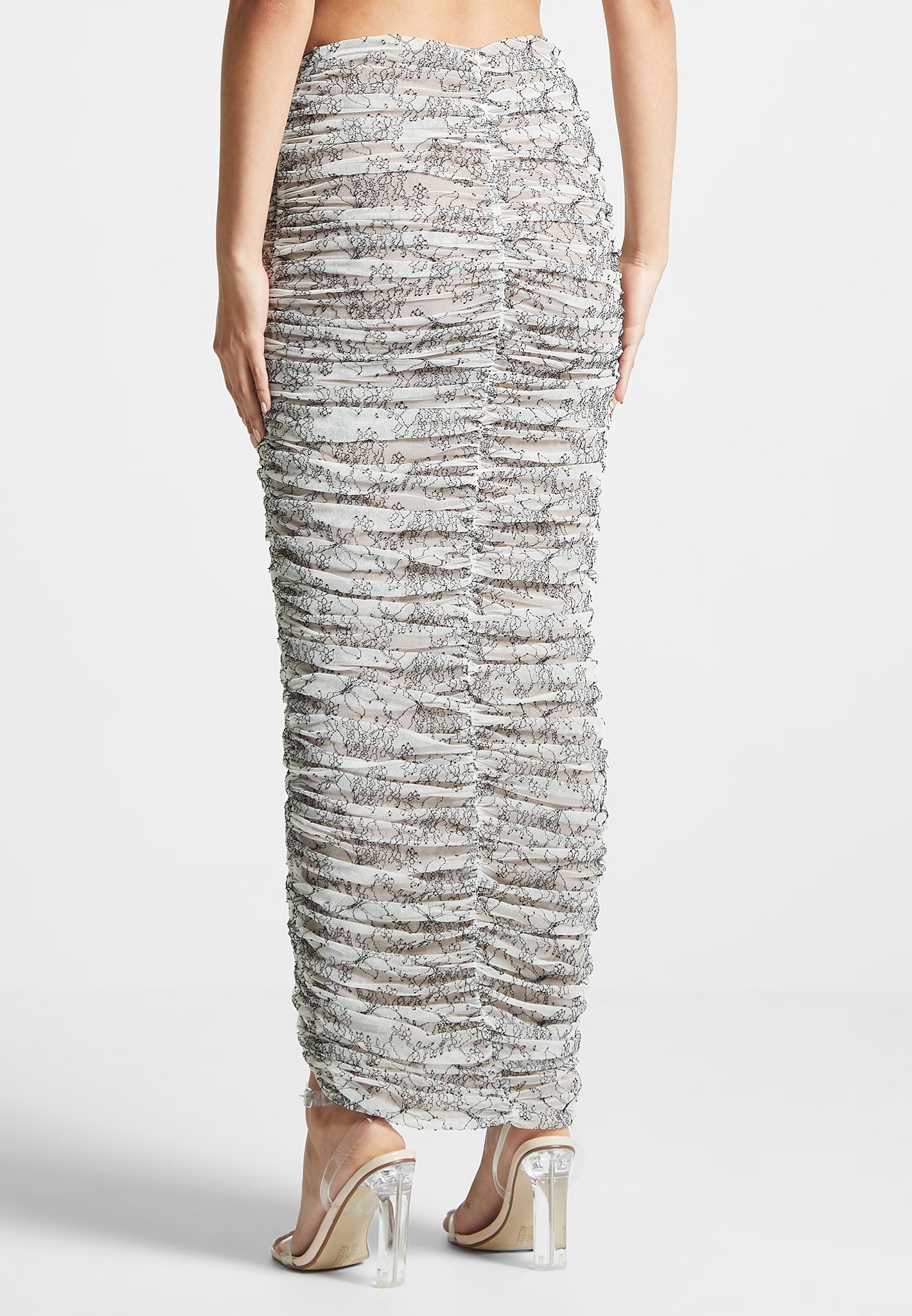 Asymmetrischer Midaxi-Rock aus gerüschter Spitze - Off White 