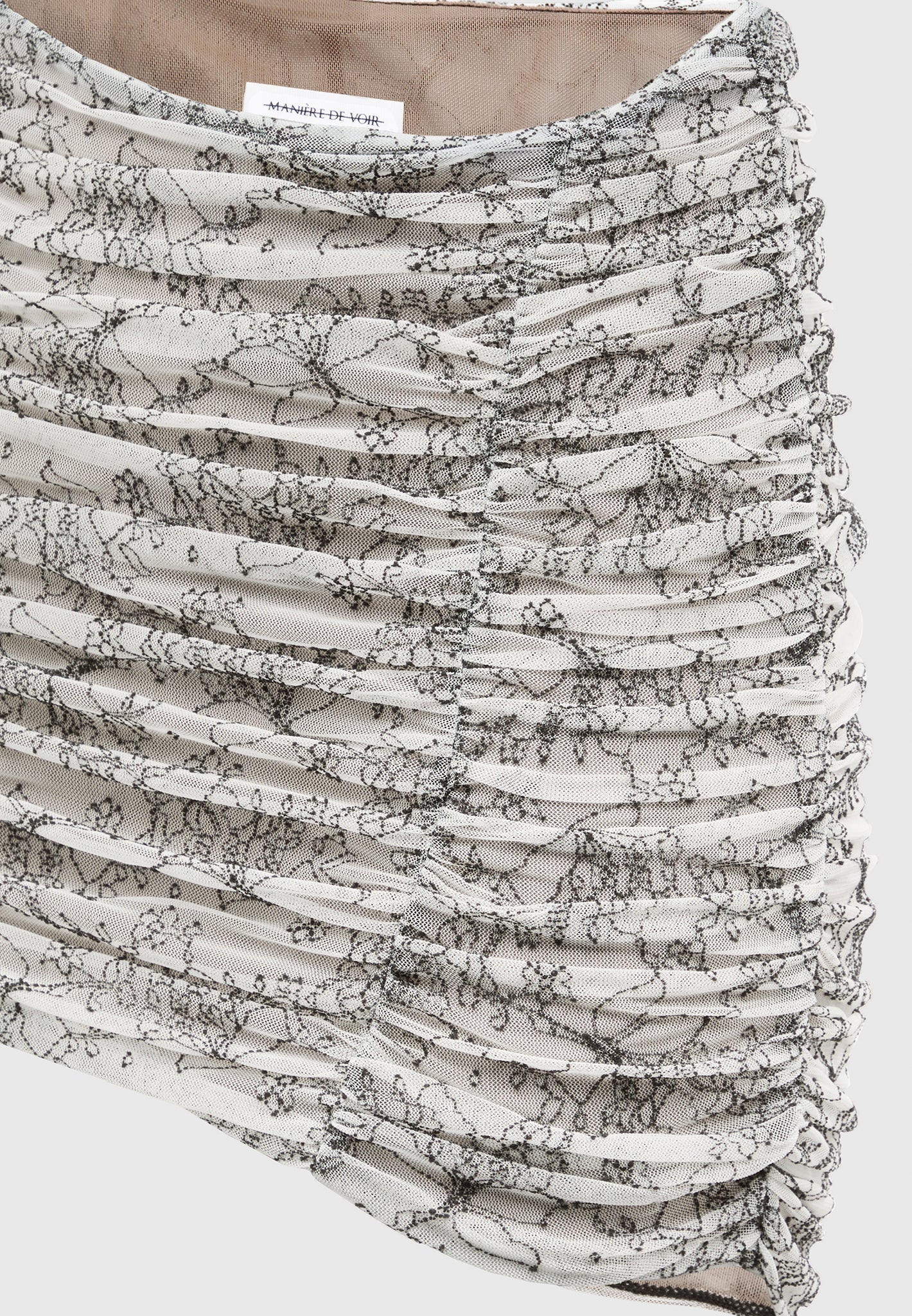 Asymmetrischer Minirock aus gerüschter Spitze - Off White 