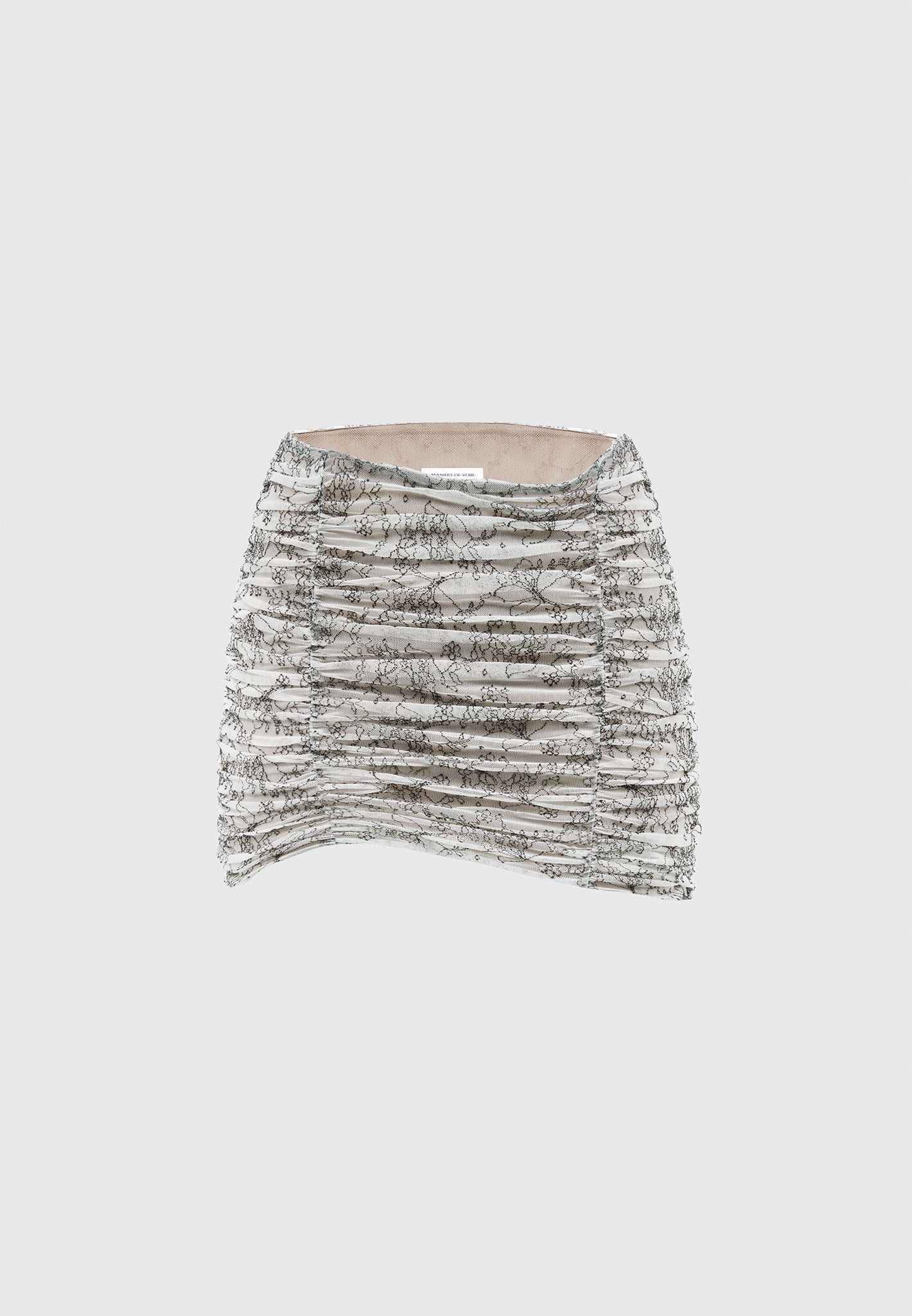 Asymmetrischer Minirock aus gerüschter Spitze - Off White 