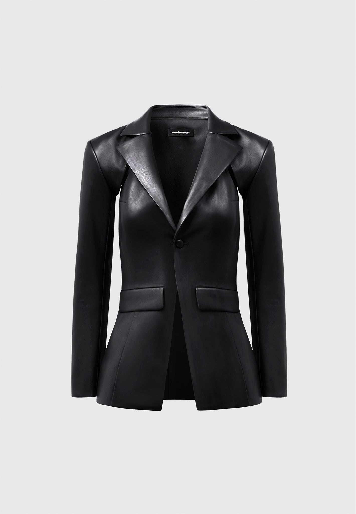 Blazer aus Leder mit Cut-Outs - Schwarz