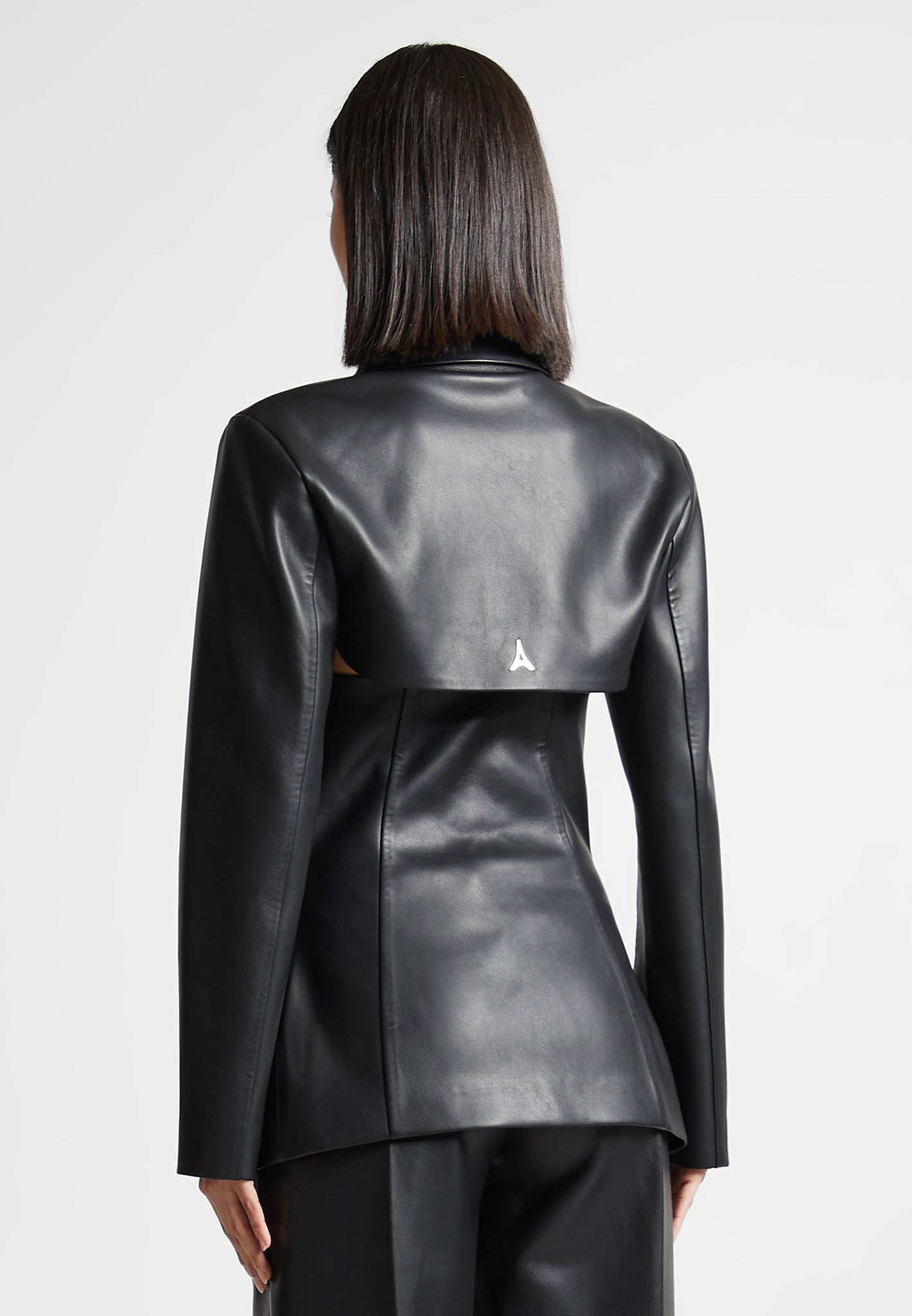 Blazer aus Leder mit Cut-Outs - Schwarz