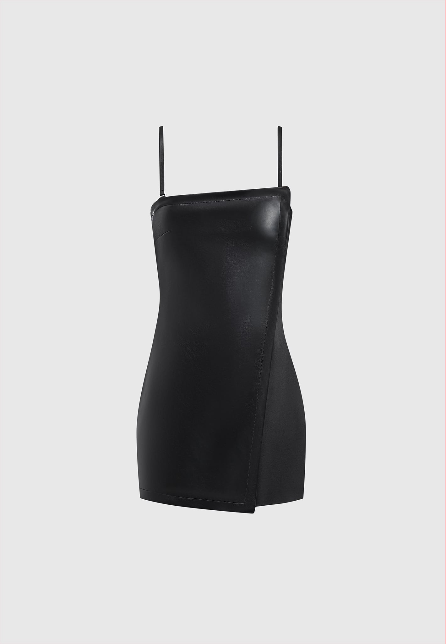 Maßgeschneiderter Leder-Playsuit mit Handschuhen - Schwarz
