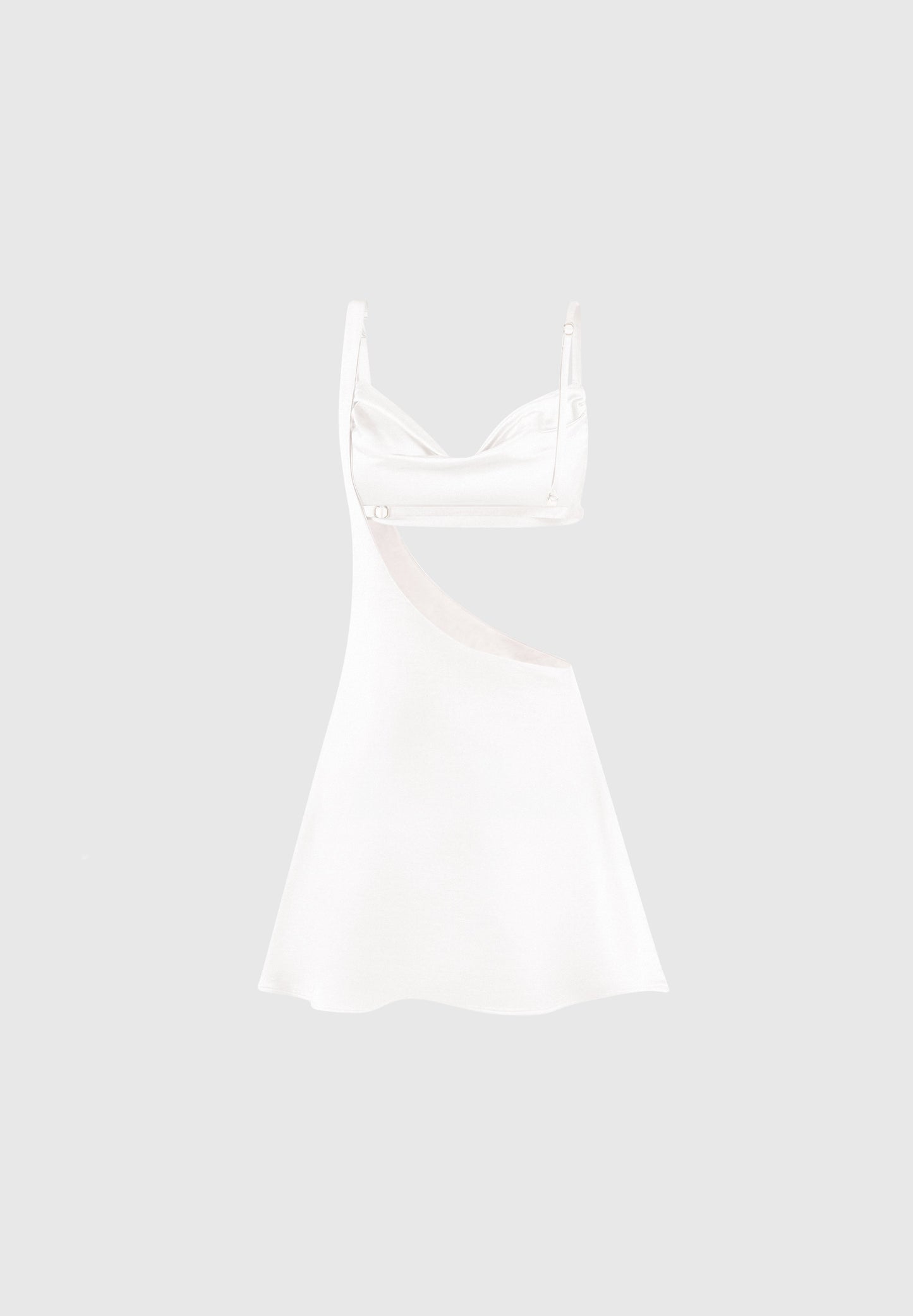 Satin-Bralette-Minikleid mit ausgestelltem Saum - Perlmutt 