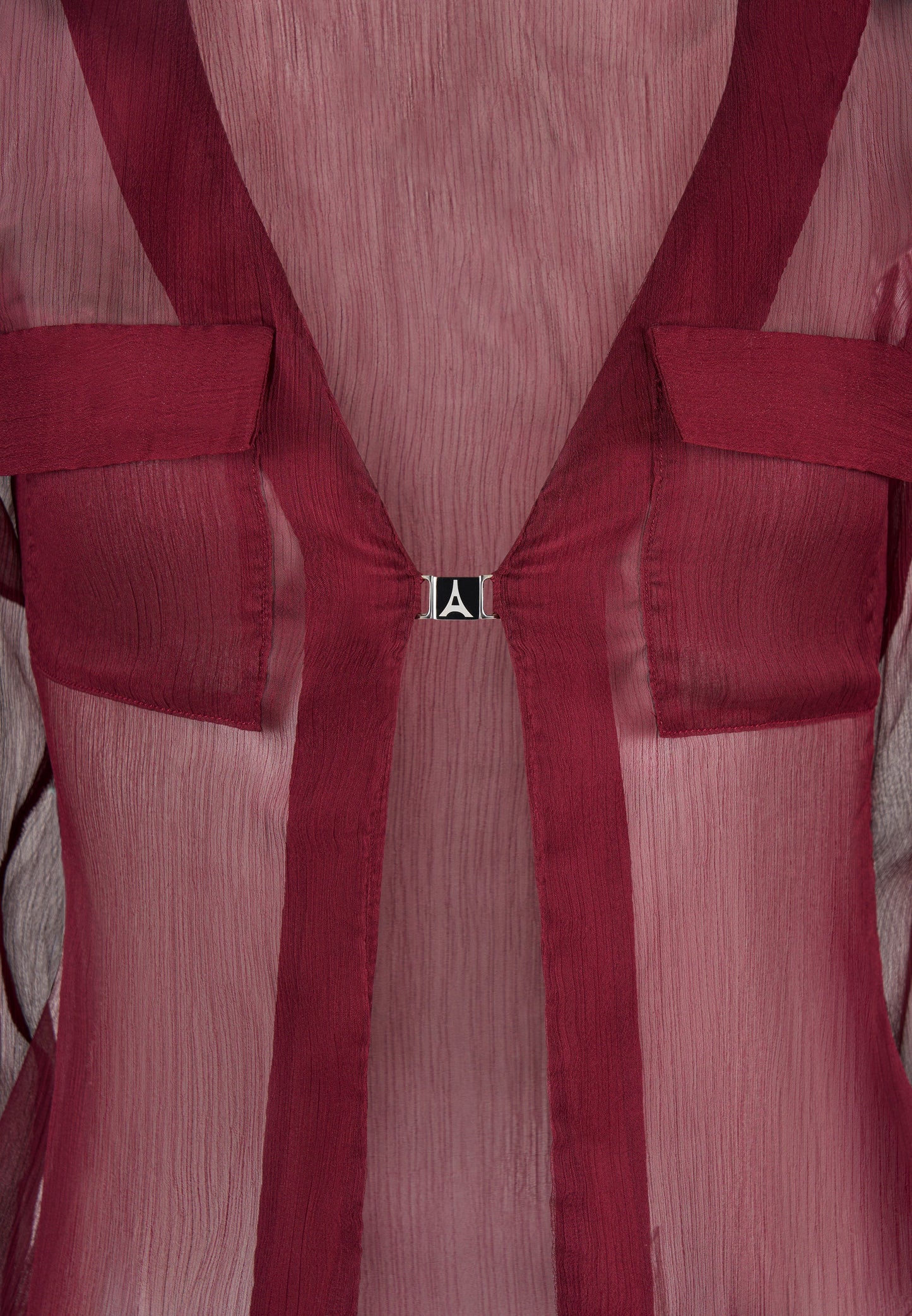 Transparentes Shirt mit Verschluss - Weinrot 