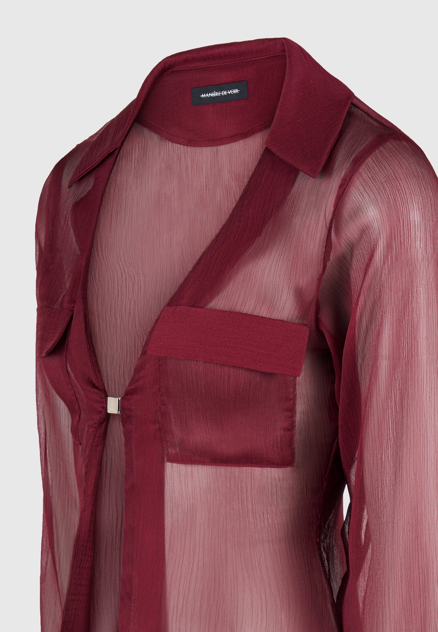 Transparentes Shirt mit Verschluss - Weinrot 