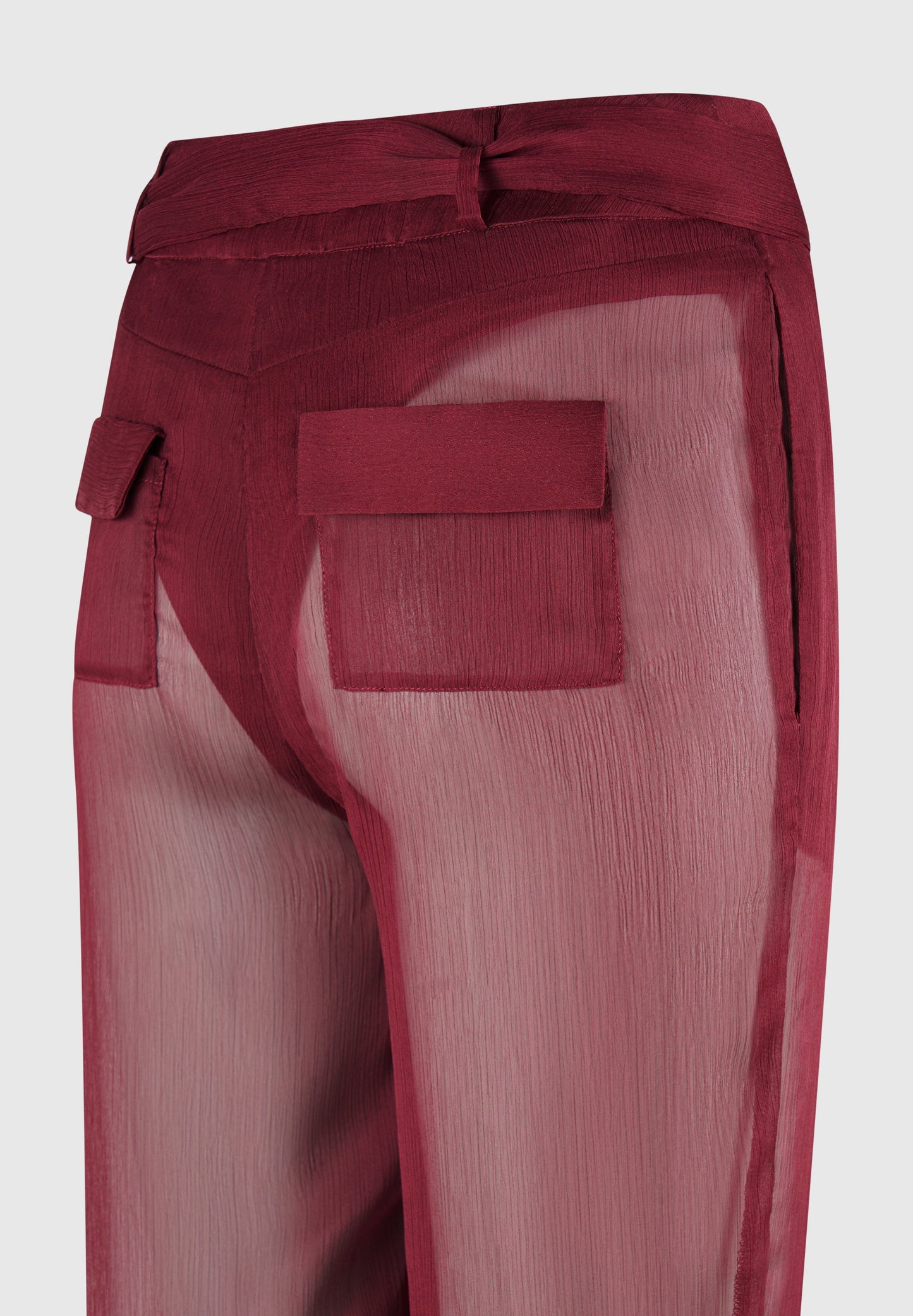Transparente Hose mit Gürtel - Weinrot 