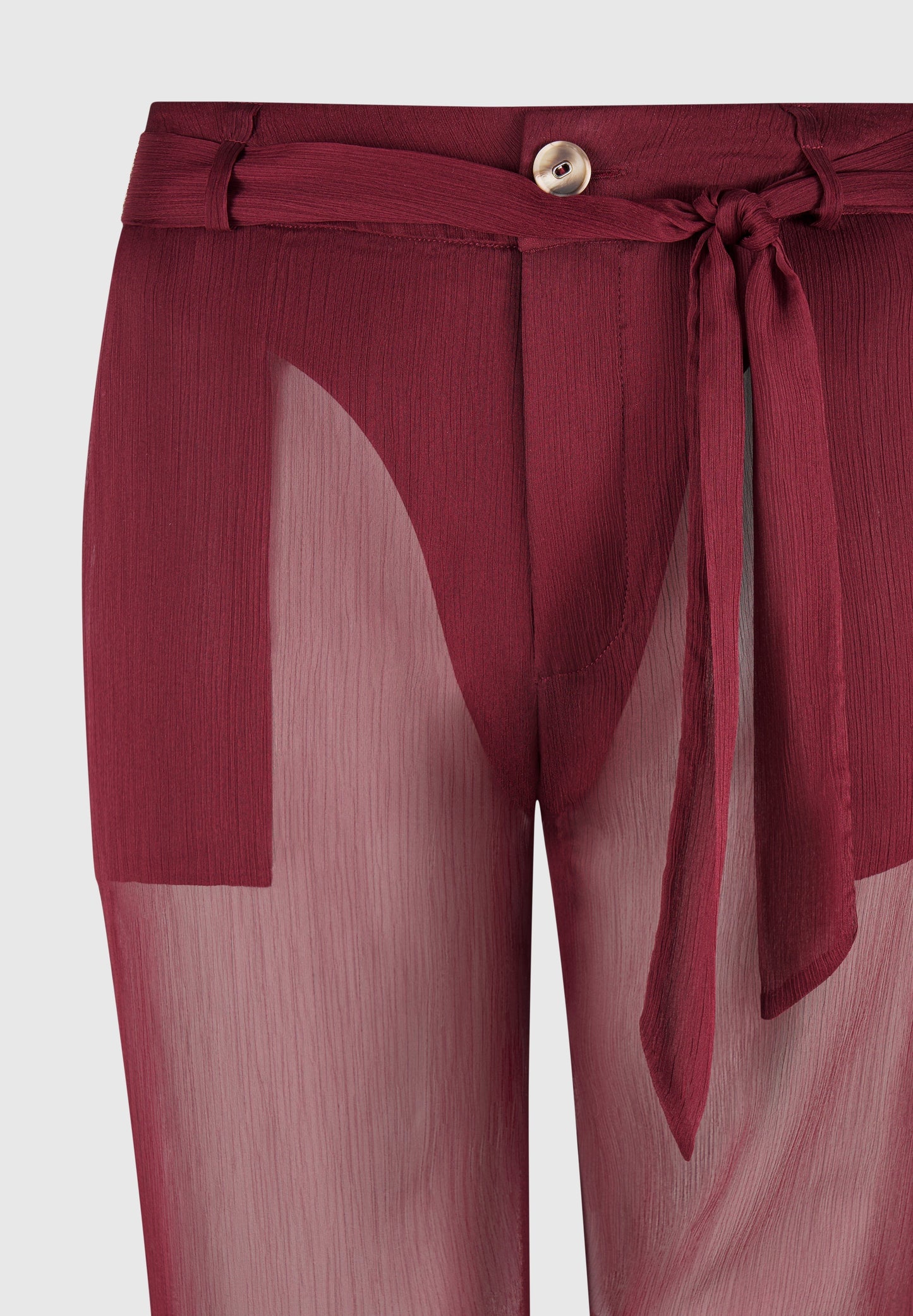 Transparente Hose mit Gürtel - Weinrot 