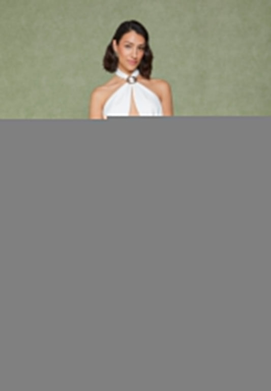 Geraffter Neckholder-Jumpsuit mit Twist-Design - Off White 