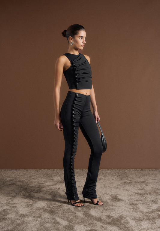 Leggings mit Ösendetail - Schwarz
