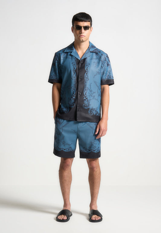 Signature Baroque Resort Hemd - Blau/Schwarz